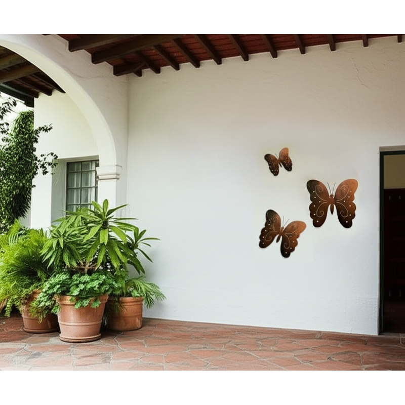 Set X3 mariposas 3D ocre texturado-1-chapadeco.com