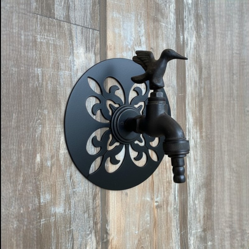 Placa canilla embellecedor flor negra - 1