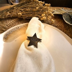 6x Anillos servilleteros estrellas plata premium - 1