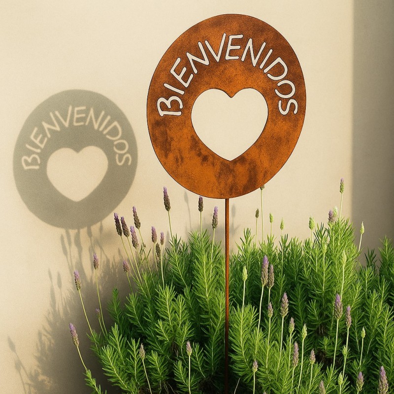 Pincho tutor Bienvenidos Corazón chapa oxido - 2