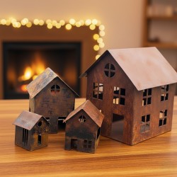 Aldea de 4 casitas fanales chapa oxido - 5