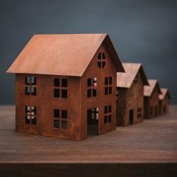 Aldea de 4 casitas fanales chapa oxido - 5