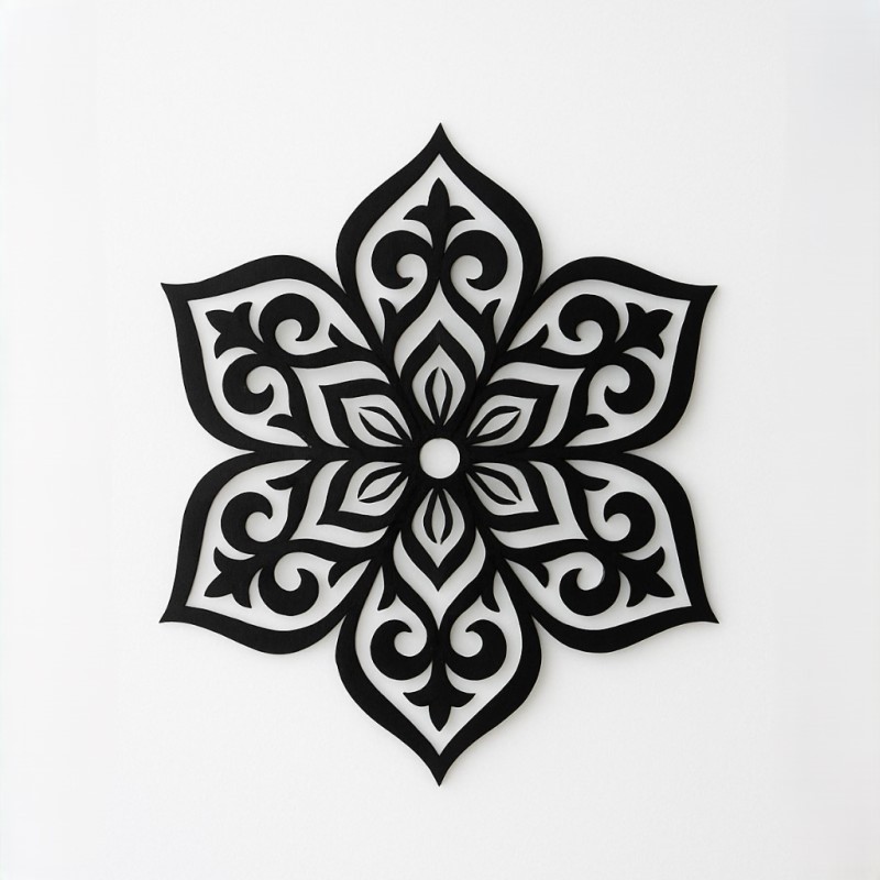 Mandala flor 6 puntas negra 40cm - 1