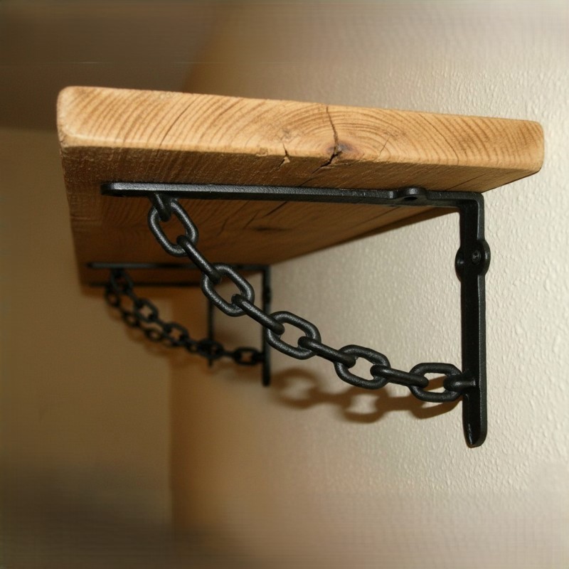 Set x2 Soportes ménsulas con cadena hierro - 1