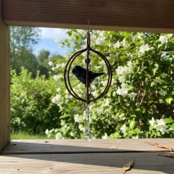 Jaula hierro pajarito cerámico azul oscuro premium