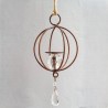 Porta vela Jaula colgante esfera hierro y caireles Premium - 2