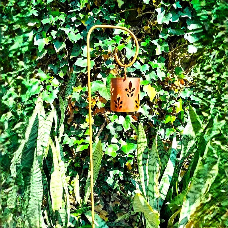 Mini fanal calado colgante + pincho soporte 1m hierro - 1