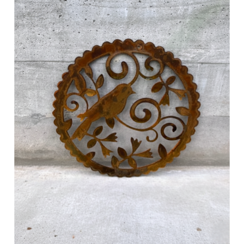 Mandala pajarito 60cm chapa oxido para colgar - 1