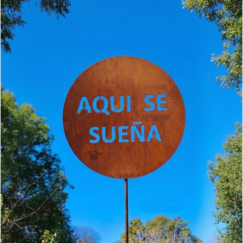 Pincho tutor Aquí se sueña chapa oxido - 1