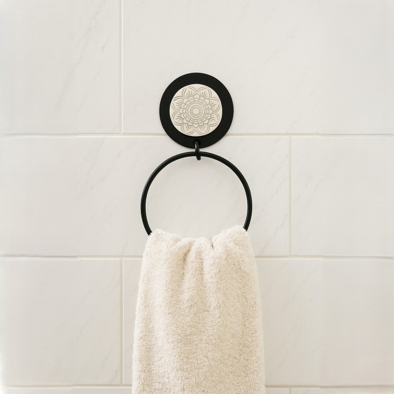 Toallero hierro pieza cerámica - 1