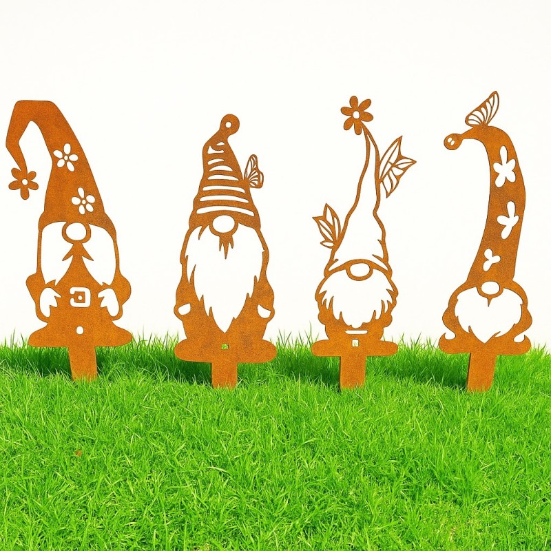 Set x4 enanos c/ estaca clavables oxido - 1