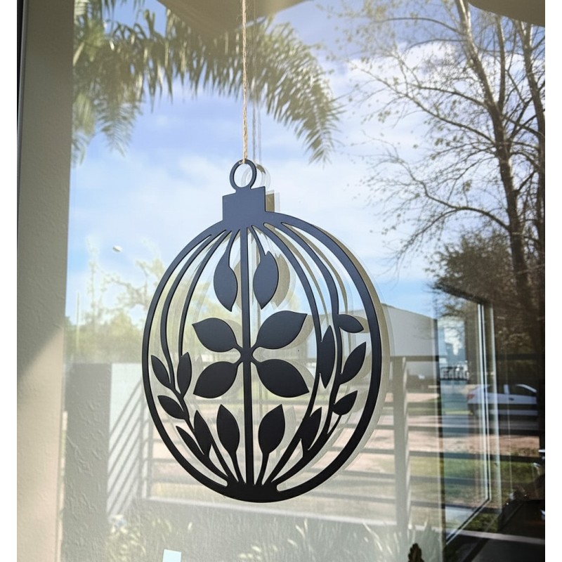 Figura esfera colgante 30cm. calada navidad negro - 1