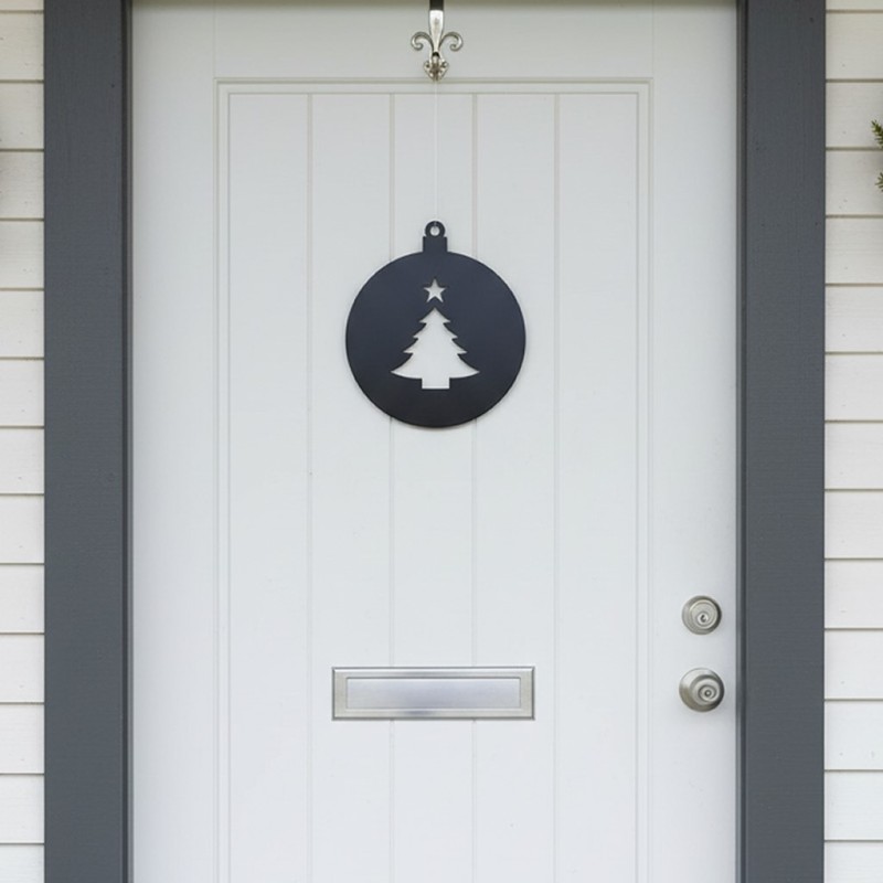 Figura esfera colgante 18cm. pino navidad negro - 1