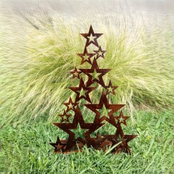 Pino arbolito navidad estrellas 50cm Apoyo chapa oxido - 2