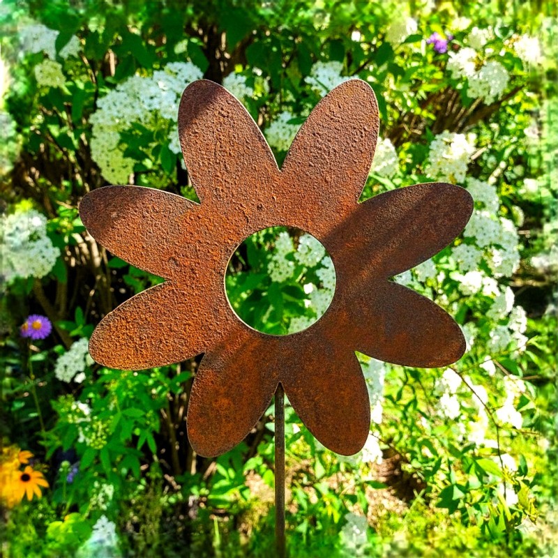 Pincho tutor Flor margarita chapa oxido - 2