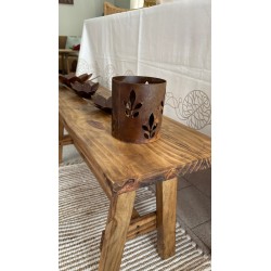 Portavela fanal macetero chapa calada oxido mesa