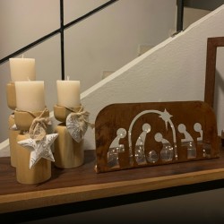 Sagrada familia pesebre 50cm de apoyo chapa oxido - 2