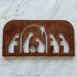 Sagrada familia pesebre de apoyo 35x16cm. chapa oxido - 2