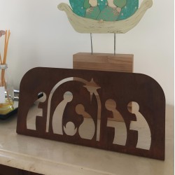 Sagrada familia pesebre de apoyo 35x16cm. chapa oxido - 3