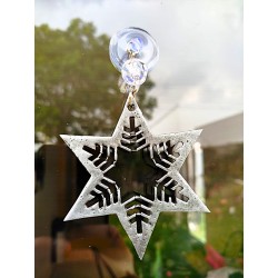 Estrella frosty metálica plata colgante con ventosa-2-chapadeco.com