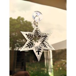 Estrella frosty metálica plata colgante con ventosa-1-chapadeco.com