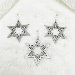 Set x3 Estrellas frosty metálica plata colgante con ventosa - 1