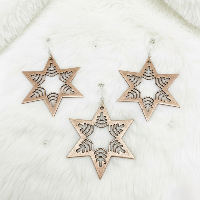 Set x3 estrellas frosty metálica bronce colgante ventosa - 1