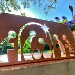 Sagrada familia pesebre 50cm de apoyo chapa oxido - 3