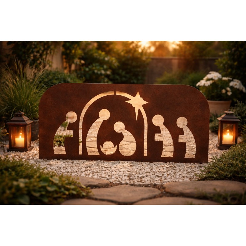 Pesebre 100x50cm de apoyo chapa oxido - 1