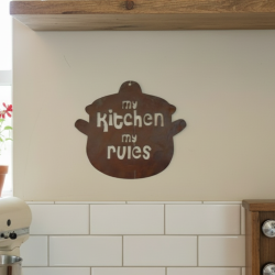Cartel MY KITCHEN MY RULES chapa oxido vintage - 2