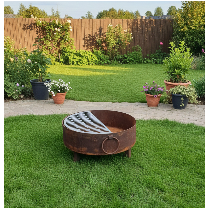 Fogonero 60cm Oxido + parrilla desmontable - 1