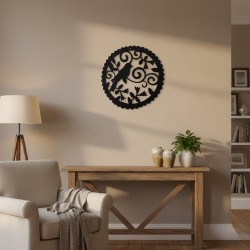Mandala pajarito 40cm chapa color negro para colgar - 2