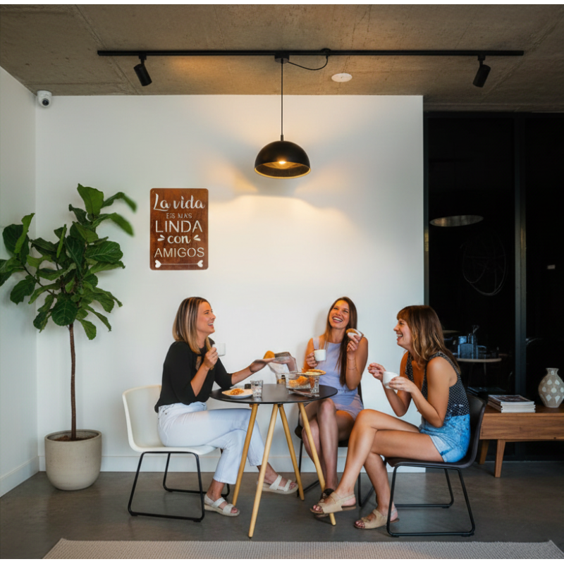 Cartel LA VIDA ES MAS LINDA CON AMIGOS 40x28 chapa oxido premium - 1