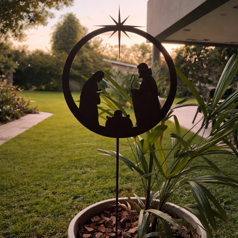 Pincho pesebre nacimiento navidad chapa oxido XXL - 1
