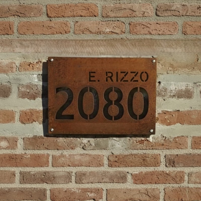 Cartel calle y numero oxidado real 20x30cm - 2