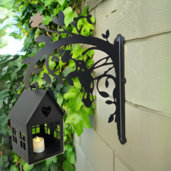 Comedero pájaros + soporte pared negro - 3