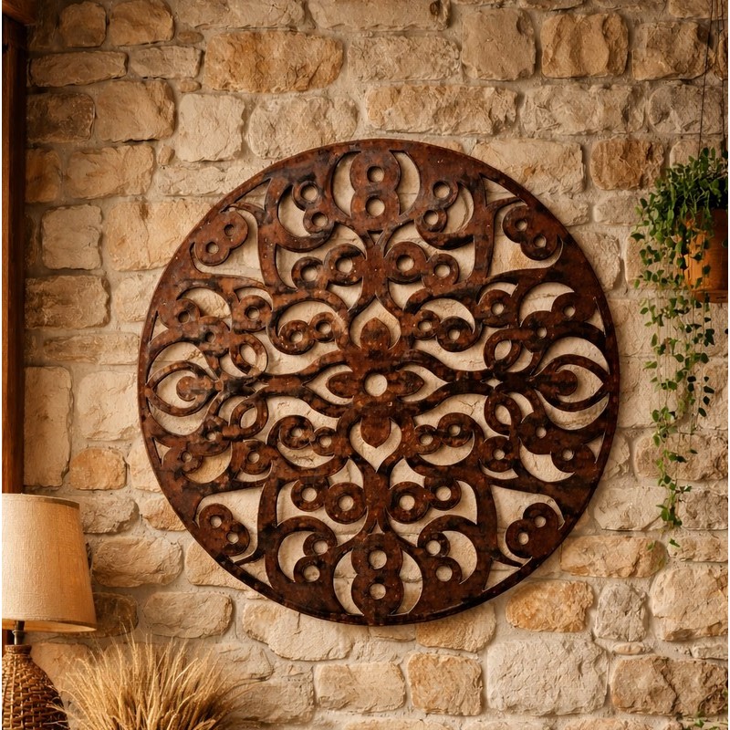 Mandala Morocco 60cm chapa oxido para colgar - 1