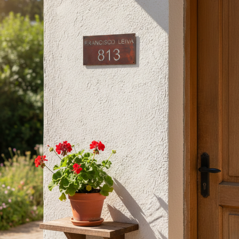 Cartel calle y numero oxidado real 20x30cm - 1