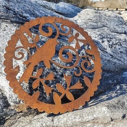 Mandala pajarito 40cm chapa oxido para colgar - 1