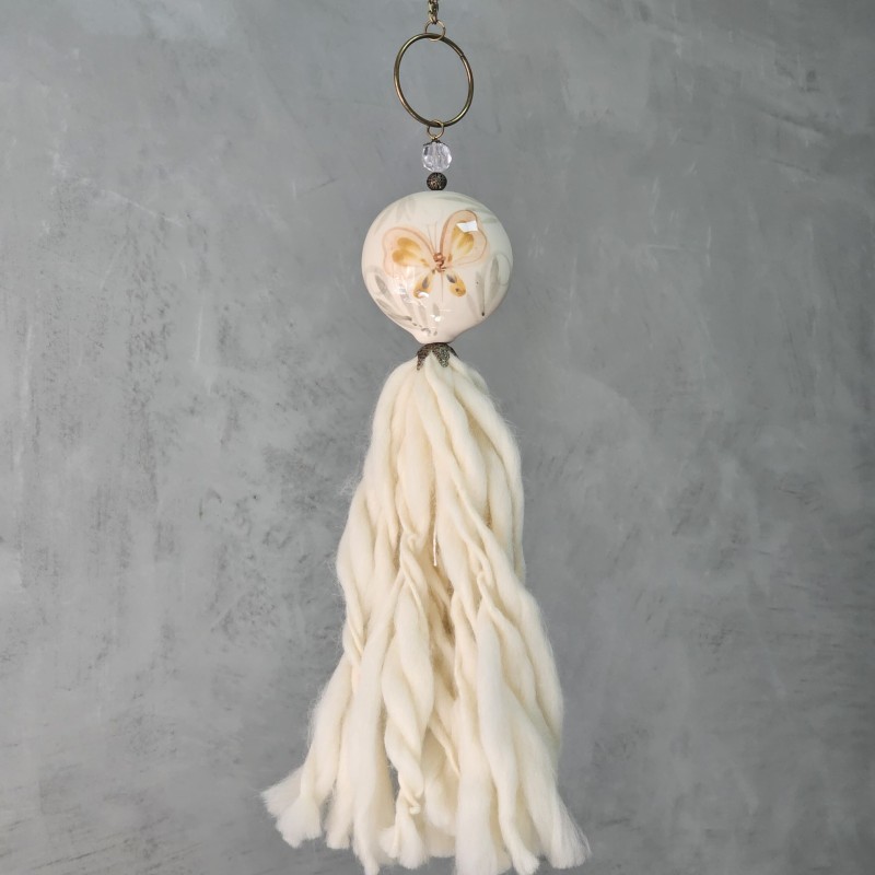 Borla medallón cerámica pintado mariposa - 1