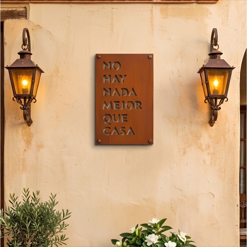 Cartel NADA MEJOR QUE CASA chapa oxido premium - 1