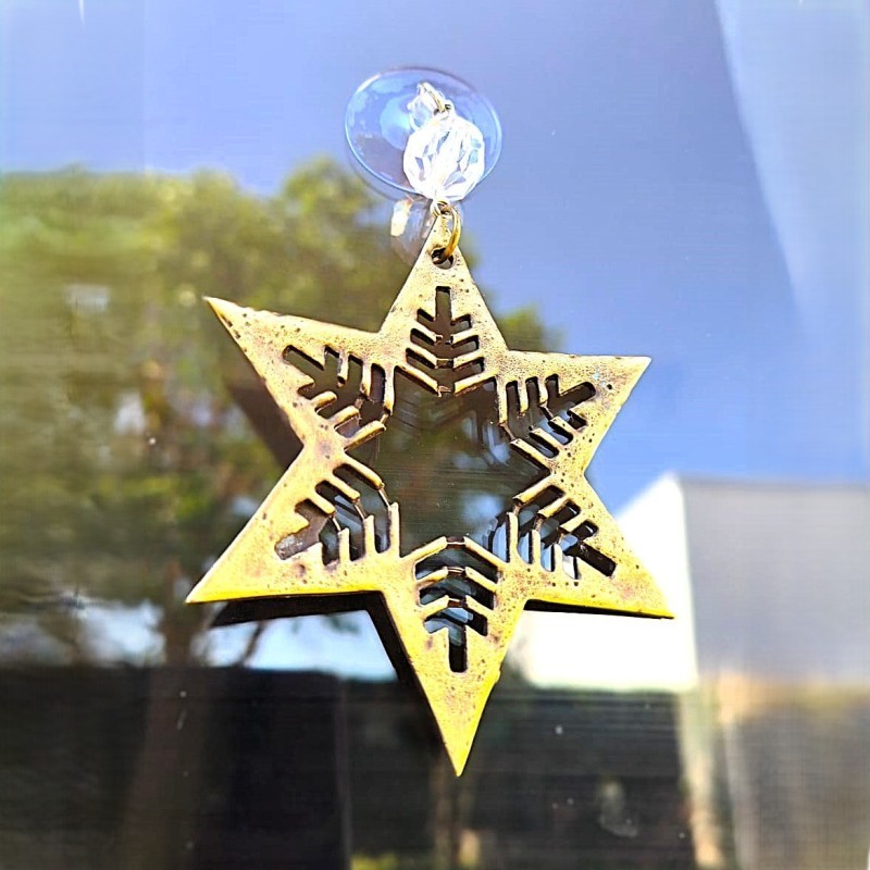 Estrella frosty metálica bronce colgante con ventosa - 1