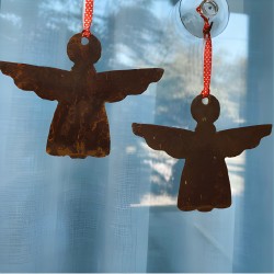Angel figura colgante chapa oxido 11cm. navidad - 1
