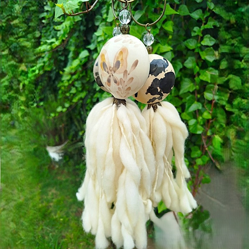 Borla medallón cerámica pintado mariposa - 1