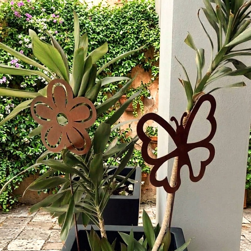 Pincho tutor Mariposa Calada chapa oxido - 1