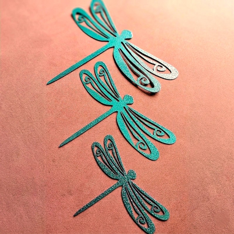 Set x3 figuras libélulas pintura epoxi textura martillado - 1