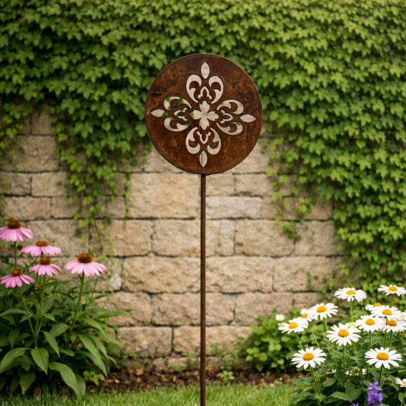 Pincho tutor flor 4 puntas chapa oxido - 1