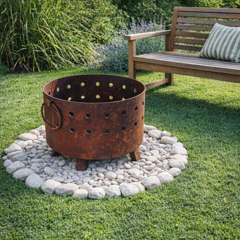 Fogonero hierro circular 50cm oxido - 1