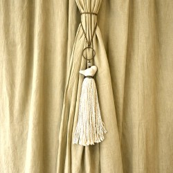 Borla pajarito crudo cerámica lana cruda - 1