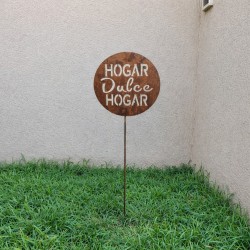 Pincho tutor calado hogar dulce hogar chapa oxido vintage - 1